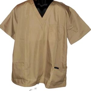 Dagacci NEW Khaki Colored Short Sleeve Pull Over V-Neck Scrub Top 540